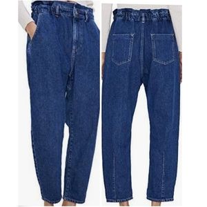 Zara Baggy Mom Paperbag Waist Jeans